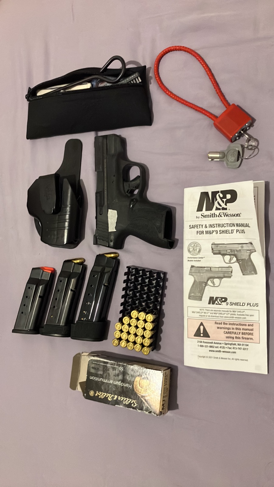 סמית אנד ווסון M&P Shield Plus 9 מ"מ — כמו חדש, 3 מחסניות + נרתיק + כספת
